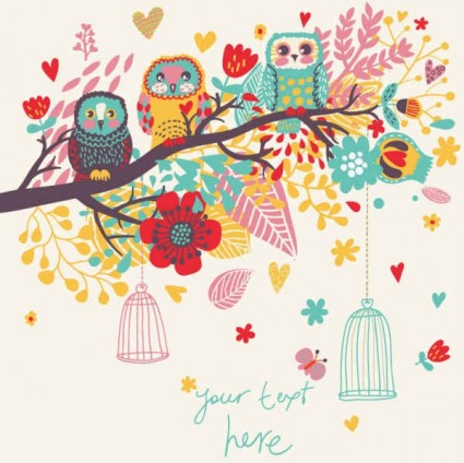 Cartoon owl background vector design Cartoon owl background vector design