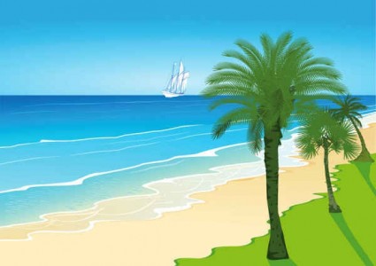 Marine and beach cartoon background vector Marine and beach cartoon background vector