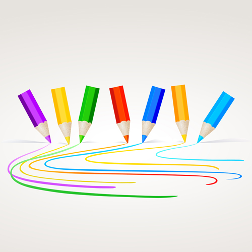 Different Colored pencil vector set 02