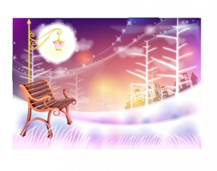 Dream winter art background vector material Dream winter art background vector material