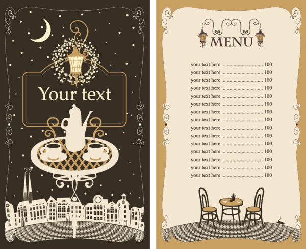 Set of cafe and restaurant menu cover template vector 05