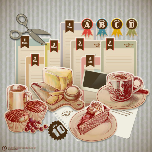 Retro food elements Message Paper 02