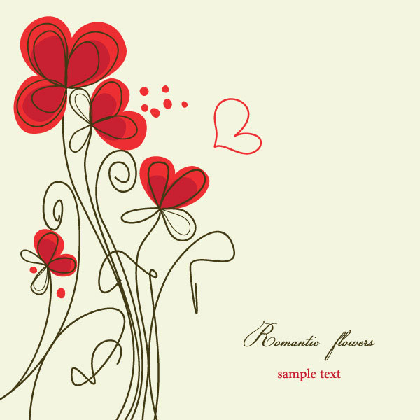 Hand painted of Romantic floral background vector 03