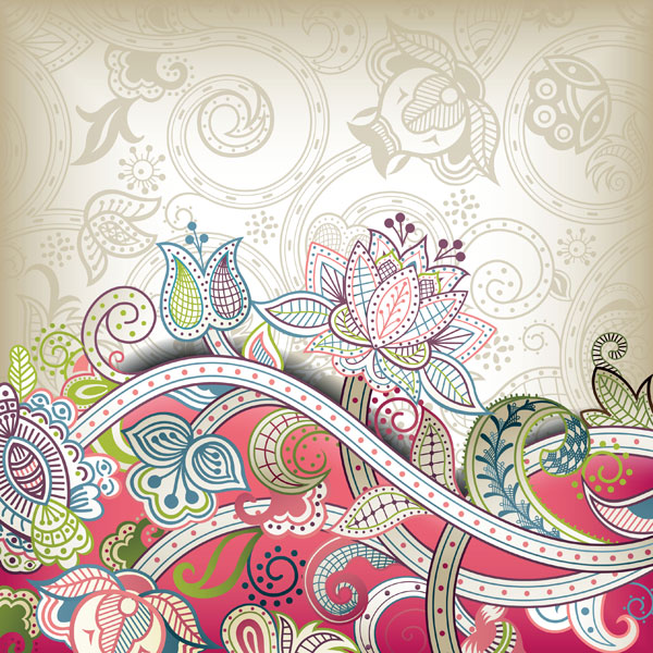 Elements of Ornate Floral Frame vector 04