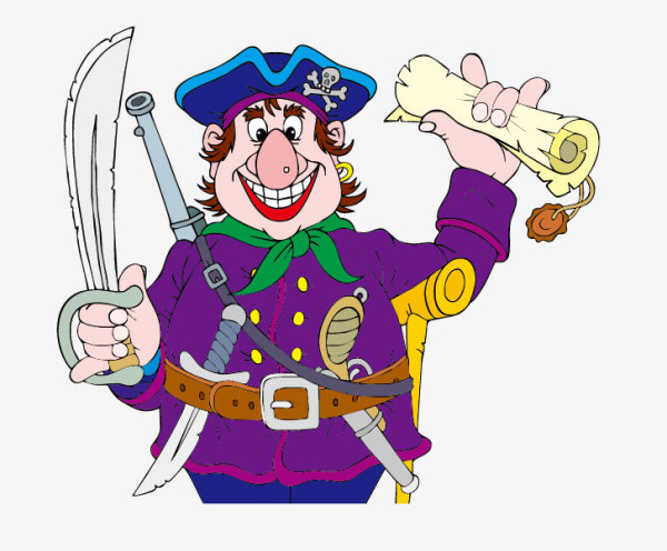 Funny Pirate cartoon vector graphic 03