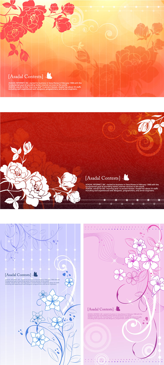 Hand painted flowers background vector material