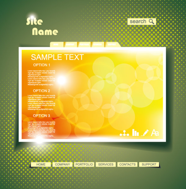 Yellow style website theme template vector 03