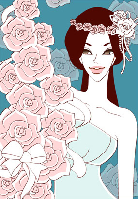 sweet marriage vector South Korean material rose married 