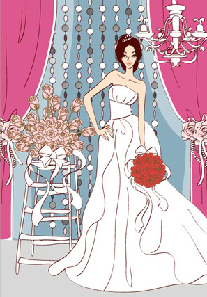 South Korean material roses marriage flowers drape bride bead curtain sweet marriage vector 