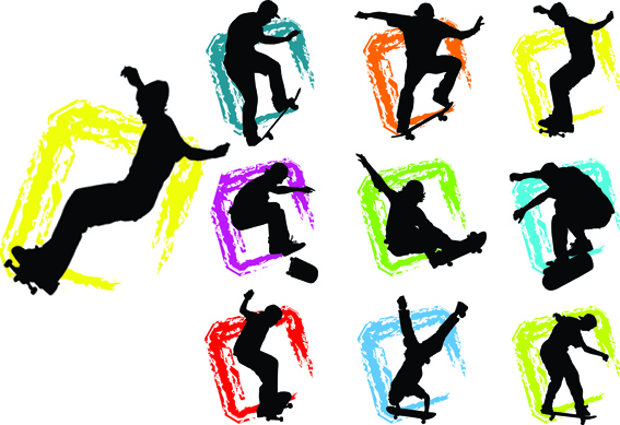 Skateboarding silhouette vector
