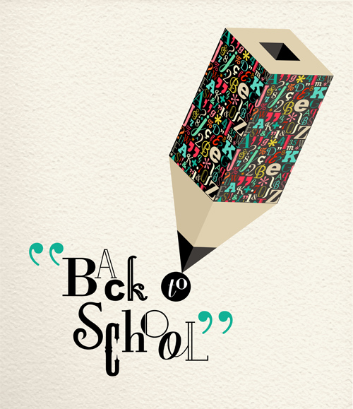 Back to school pencil creative template vector 01 Back to school pencil creative template vector 01