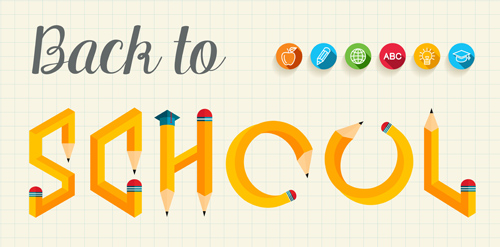 Back to school pencil creative template vector 02 Back to school pencil creative template vector 02