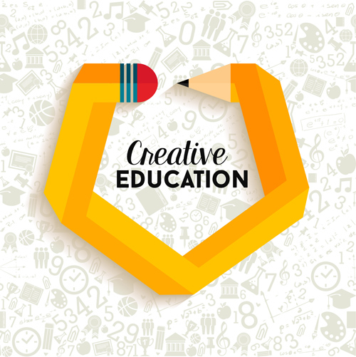 Back to school pencil creative template vector 03 Back to school pencil creative template vector 03