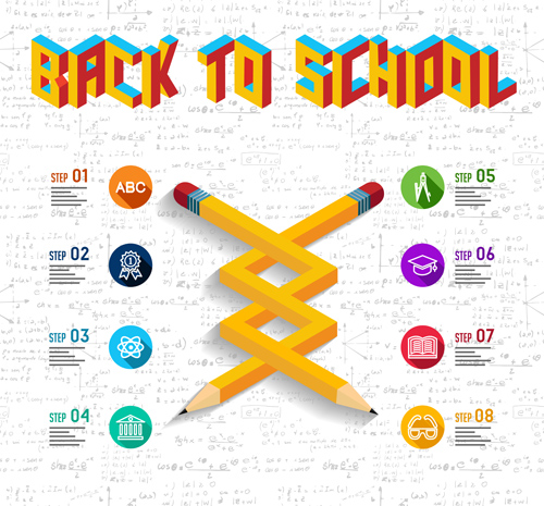 Back to school pencil creative template vector 07 Back to school pencil creative template vector 07