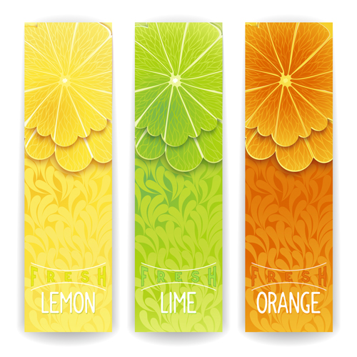 Banner fresh fruit drink vector 02