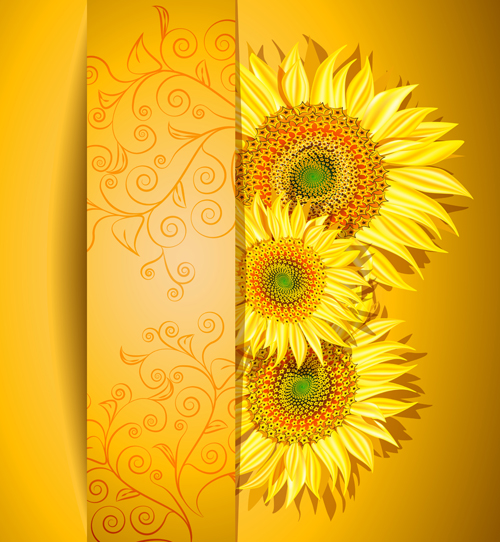 Beautiful sunflowers background vector 02