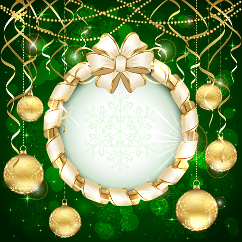 Beautiful xmas baubles shiny background vector 06