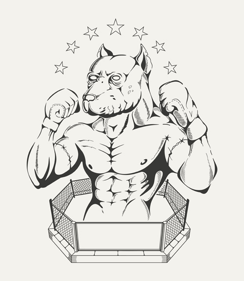Boxing club labels vintage vector 03 Boxing club labels vintage vector 03