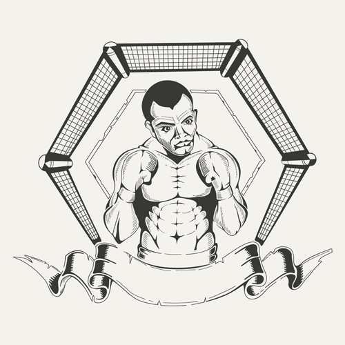 Boxing club labels vintage vector 04 Boxing club labels vintage vector 04