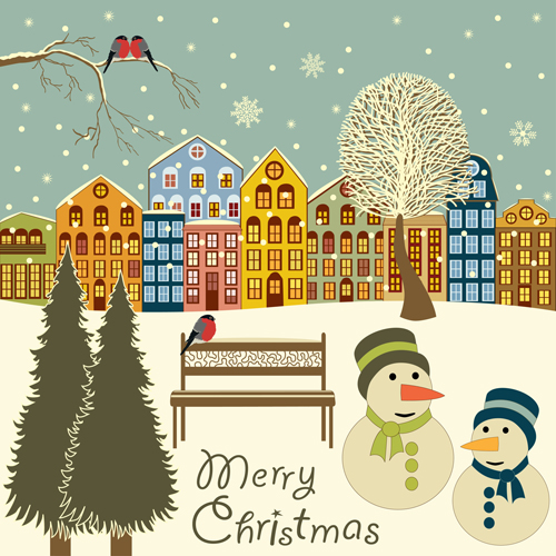 Cartoon christmas city design vector