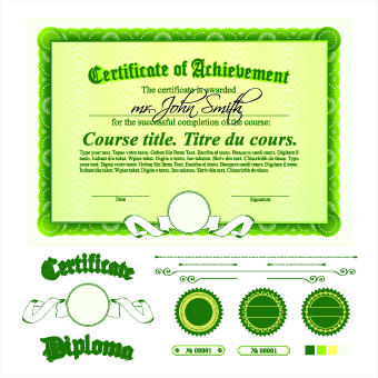 Diploma Certificate Template and ornaments vector 05