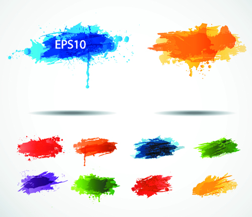Colored paint splashes grunge vector background 04
