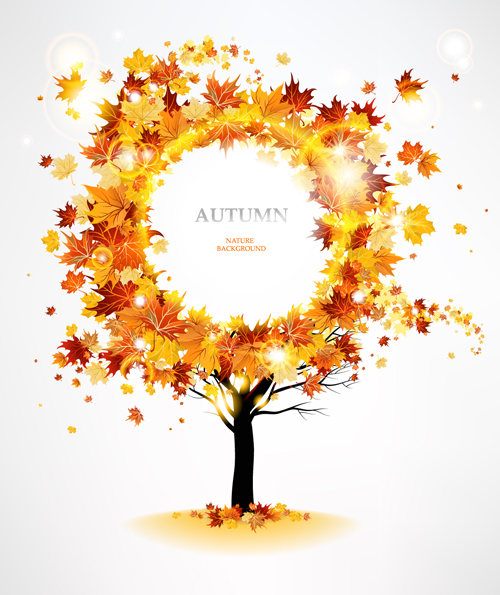 Creative Autumn leaves figures vector background 03