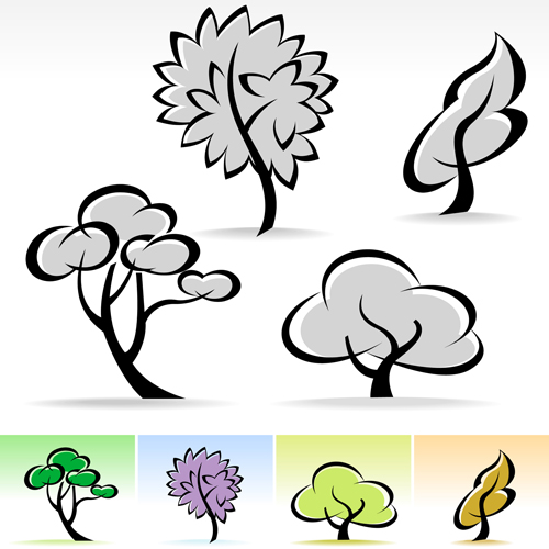 Drawing cute tree vector graphics 01 Drawing cute tree vector graphics 01