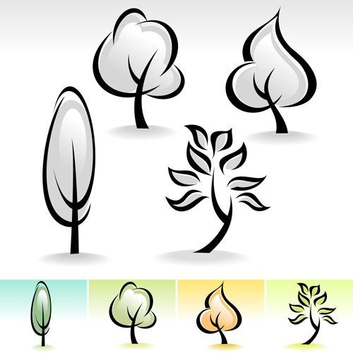 Drawing cute tree vector graphics 02