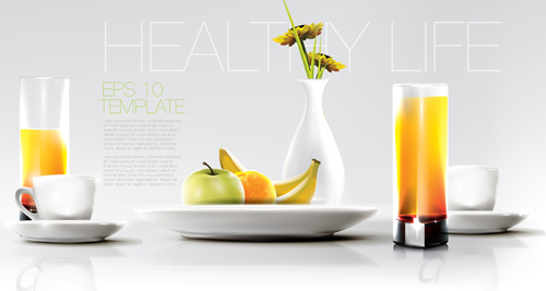 Fruits with breakfast vector graphics 02
