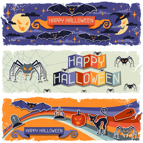 Funny Halloween vector banner 03