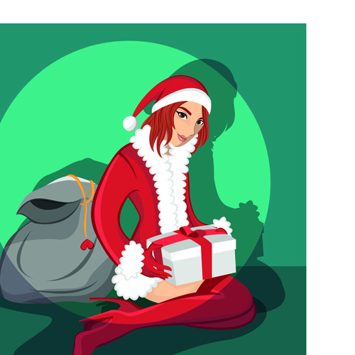 Maiden and Xmas Costume Vector 04