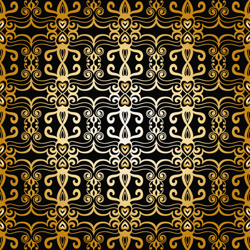 Gold ornaments pattern vector seamless 01