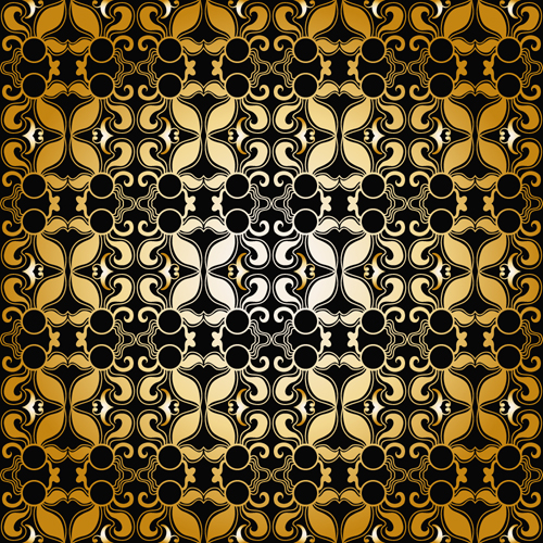 Gold ornaments pattern vector seamless 02