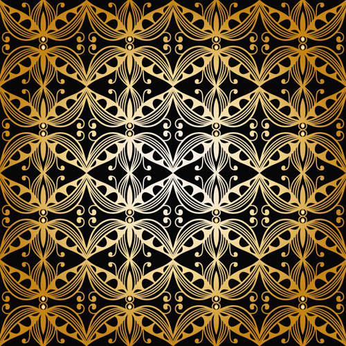 Gold ornaments pattern vector seamless 06