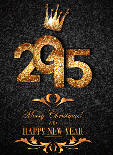 new year golden crown christmas background vector background 2015 