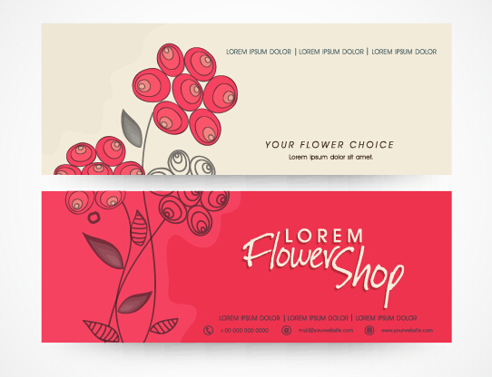 Hand drawn banners flower vectors 02