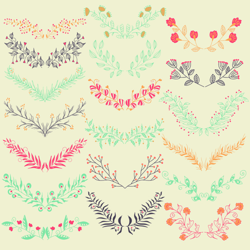 awn floral frame with border vector 04 Hand drawn floral frame with border vector 04