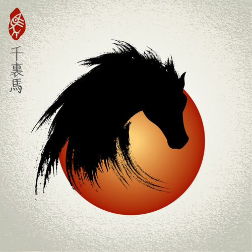 2014 horses creative design vector 06