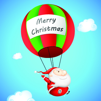 Hot air balloon with Santa vector