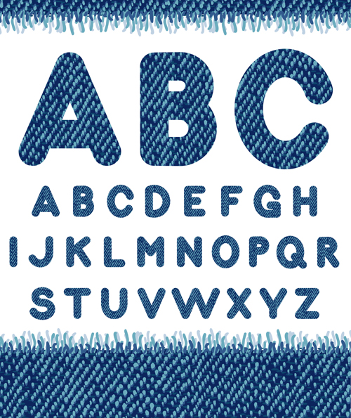 Jeans fabric alphabet vector graphics