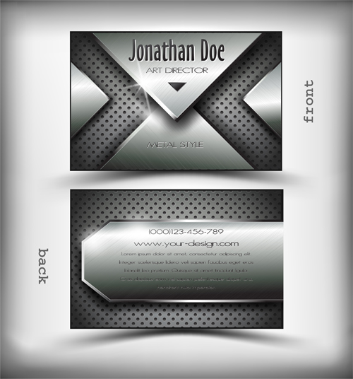 Metallic style business cards vectors 01