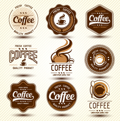 Original design coffee labels vector material 01