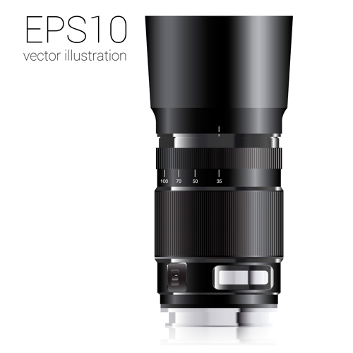 Realistic camera lens vector design set 07