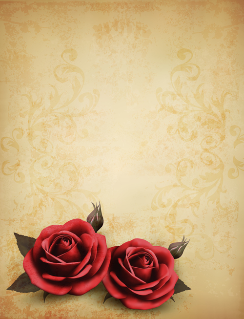 vintage roses rose background vector background 