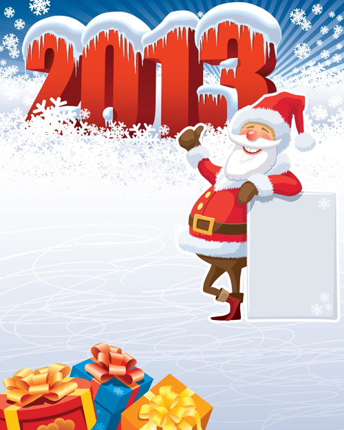 Cute Santa design elements vector graphics 01
