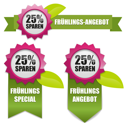 Shiny promo labels with ribbon vector graphics 03