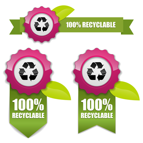 Shiny promo labels with ribbon vector graphics 05