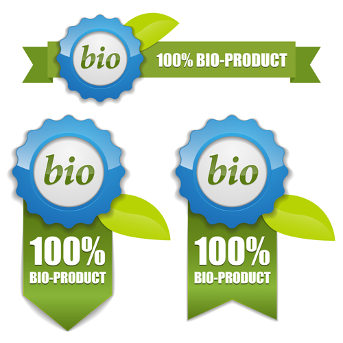 Shiny promo labels with ribbon vector graphics 06