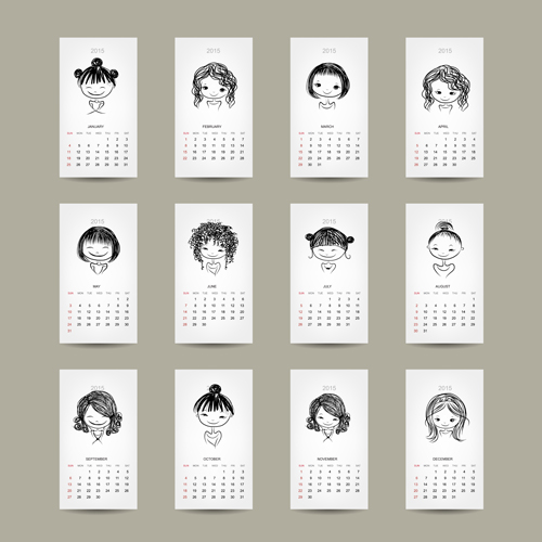 simple cards calendar 2015 